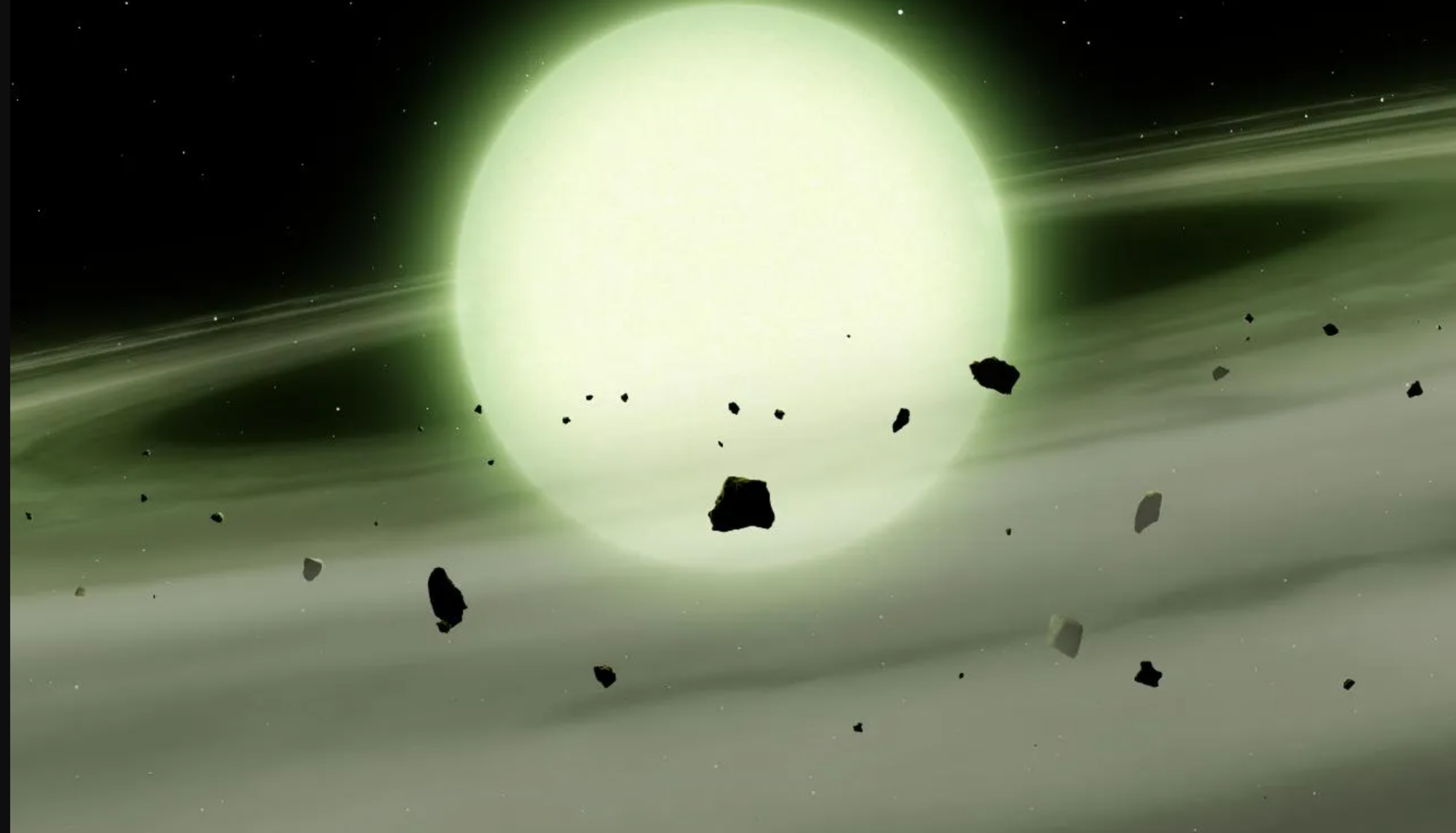 A white dwarf’s unusual atmosphere gives it a ghostly green glow