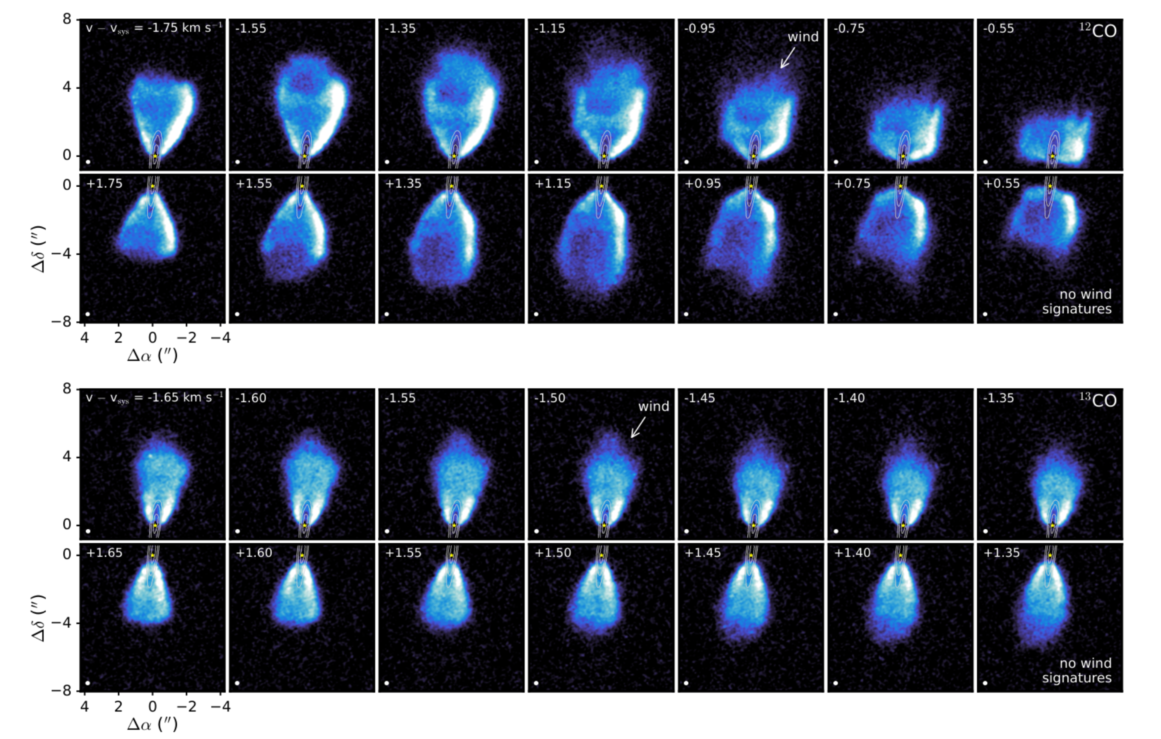 Gas observations reveal wind-like emissions extending from the northern side of the GoHam protoplanetary disk, with no matching features detected to the south.