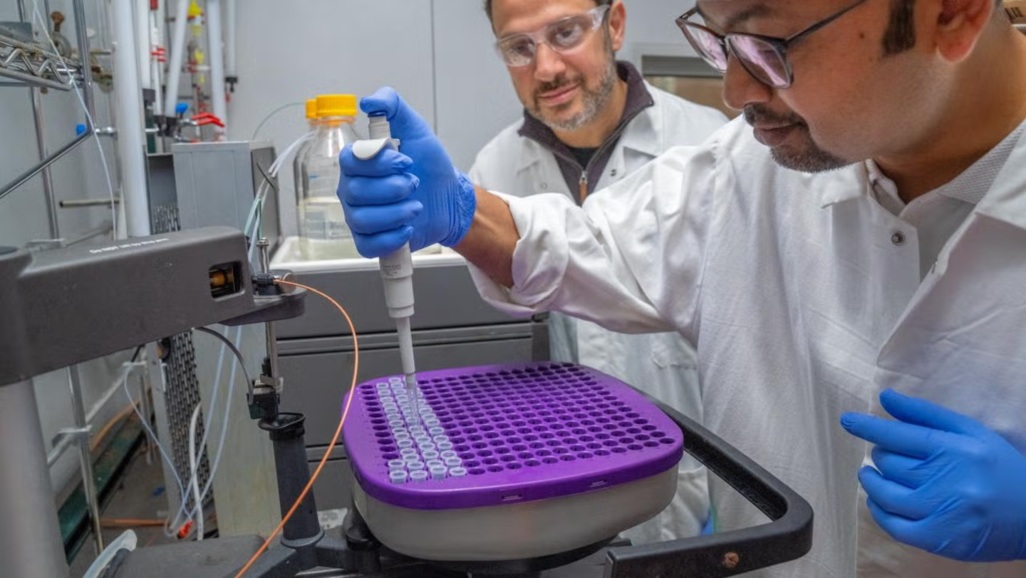 Jawdat Al-Bassam (left), associate professor of molecular and cellular biology, and postdoctoral researcher Md Ashaduzzaman helped discover how cells control a crucial "walking protein."