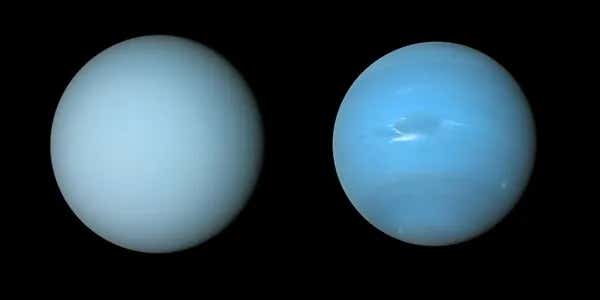 Atmospheric models suggest Uranus and Neptune formed from different ingredients, but uncertain mixing leaves their origins open.