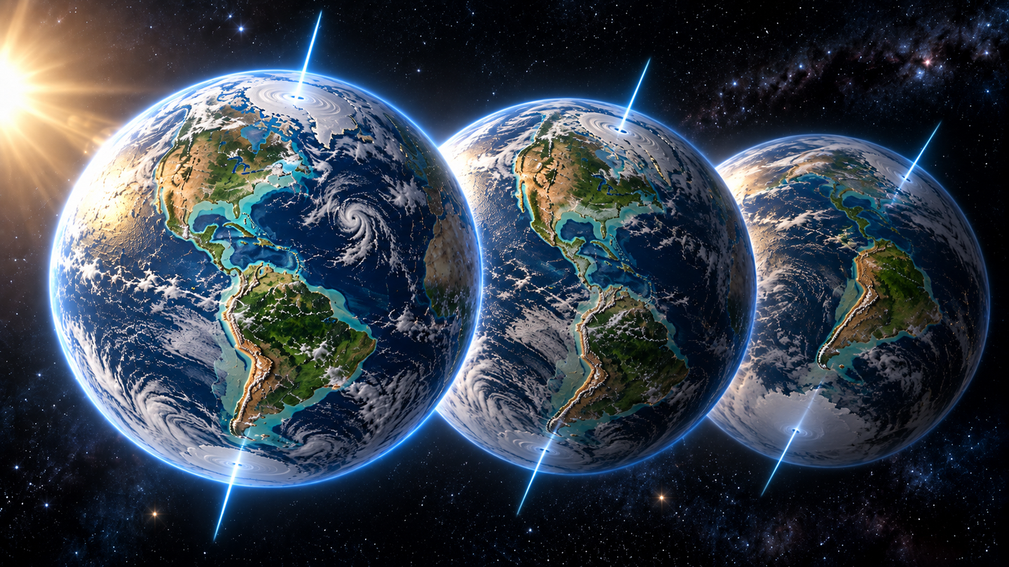 Ancient flooding patterns reveal evidence that Earth’s crust and mantle rapidly shifted relative to the spin axis several times.