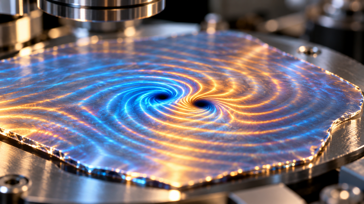Electron microscopy tracks dark wave singularities moving faster than light, without carrying energy or information at that speed.