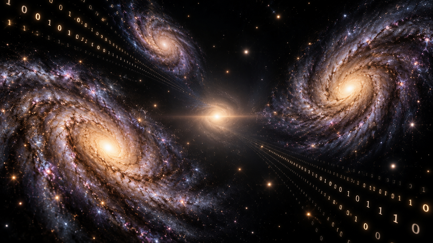 A theoretical model uses information theory to estimate cosmic bits, without proving information is a new state of matter.