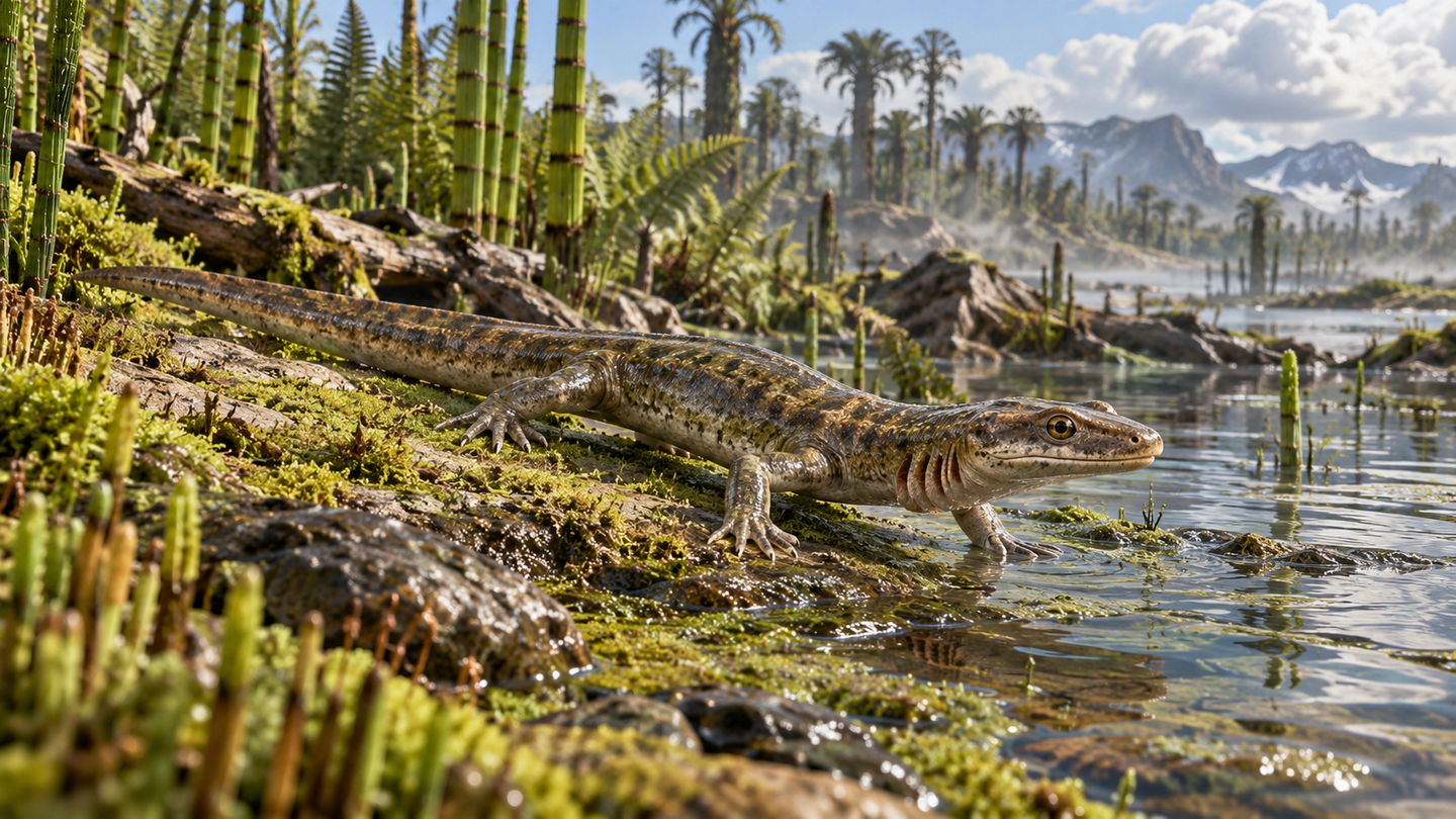 X-ray scans reveal that famed “early reptile” Westlothiana had gills and belonged to a far more primitive aquatic tetrapod lineage.