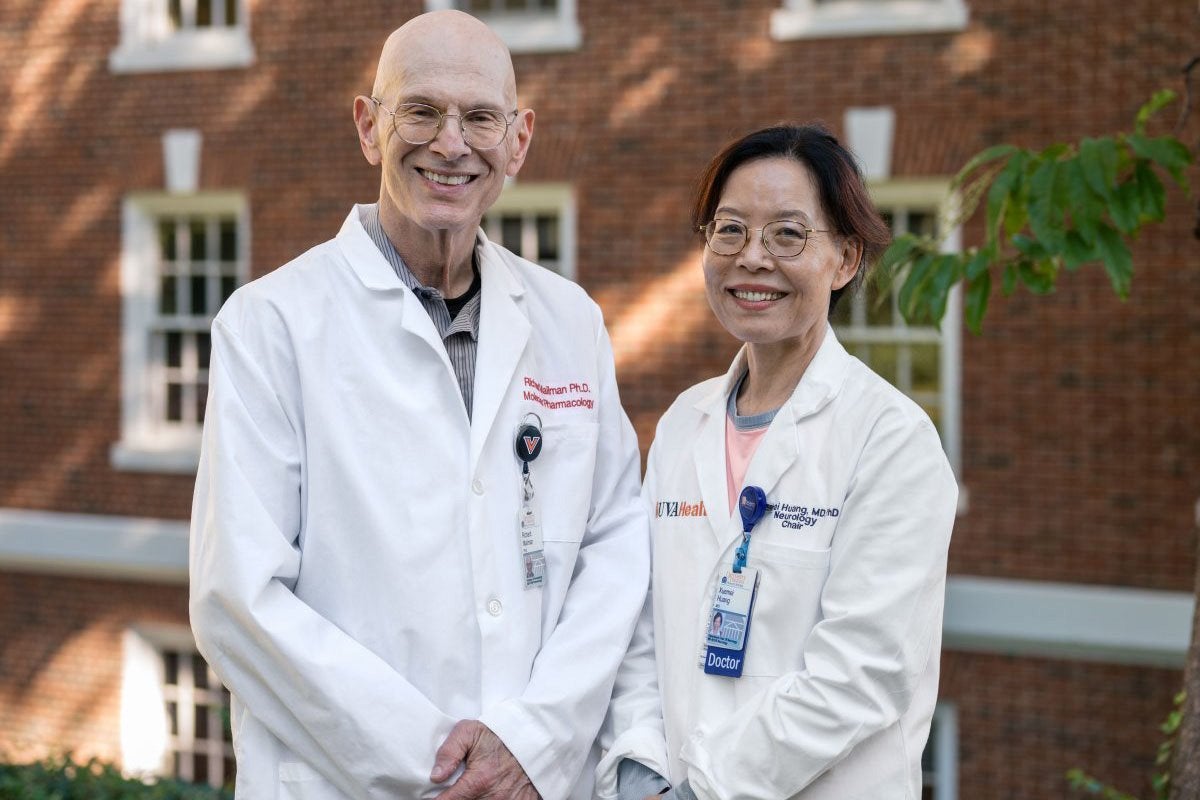 Richard Mailman, PhD, professor of pharmacology and neuroscience, and Xuemei Huang, MD, PhD, chair of the UVA Department of Neurology