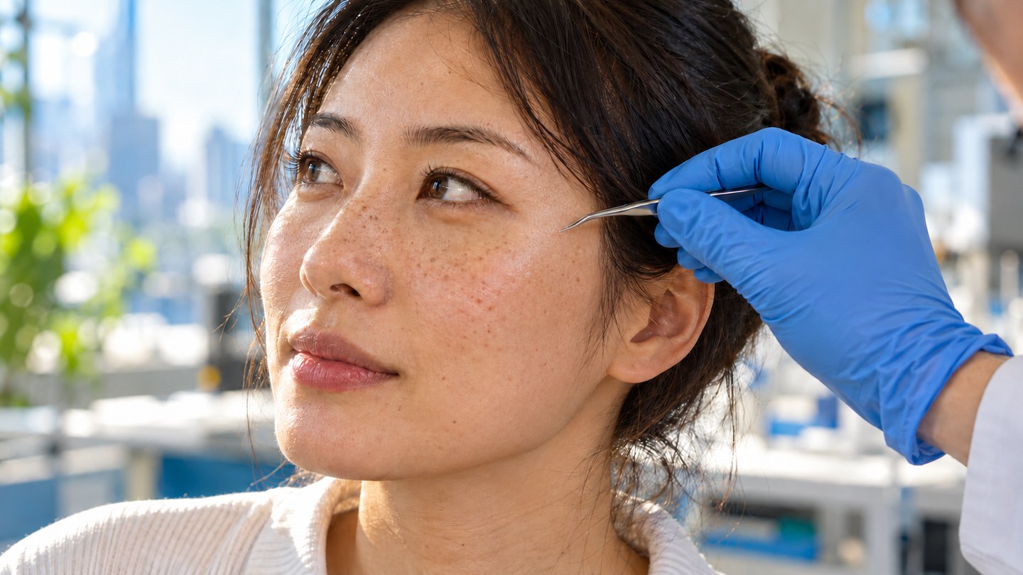 Ultrathin facial electrodes blend into skin while recording eye movements, muscle activity and brain signals in volunteer tests.