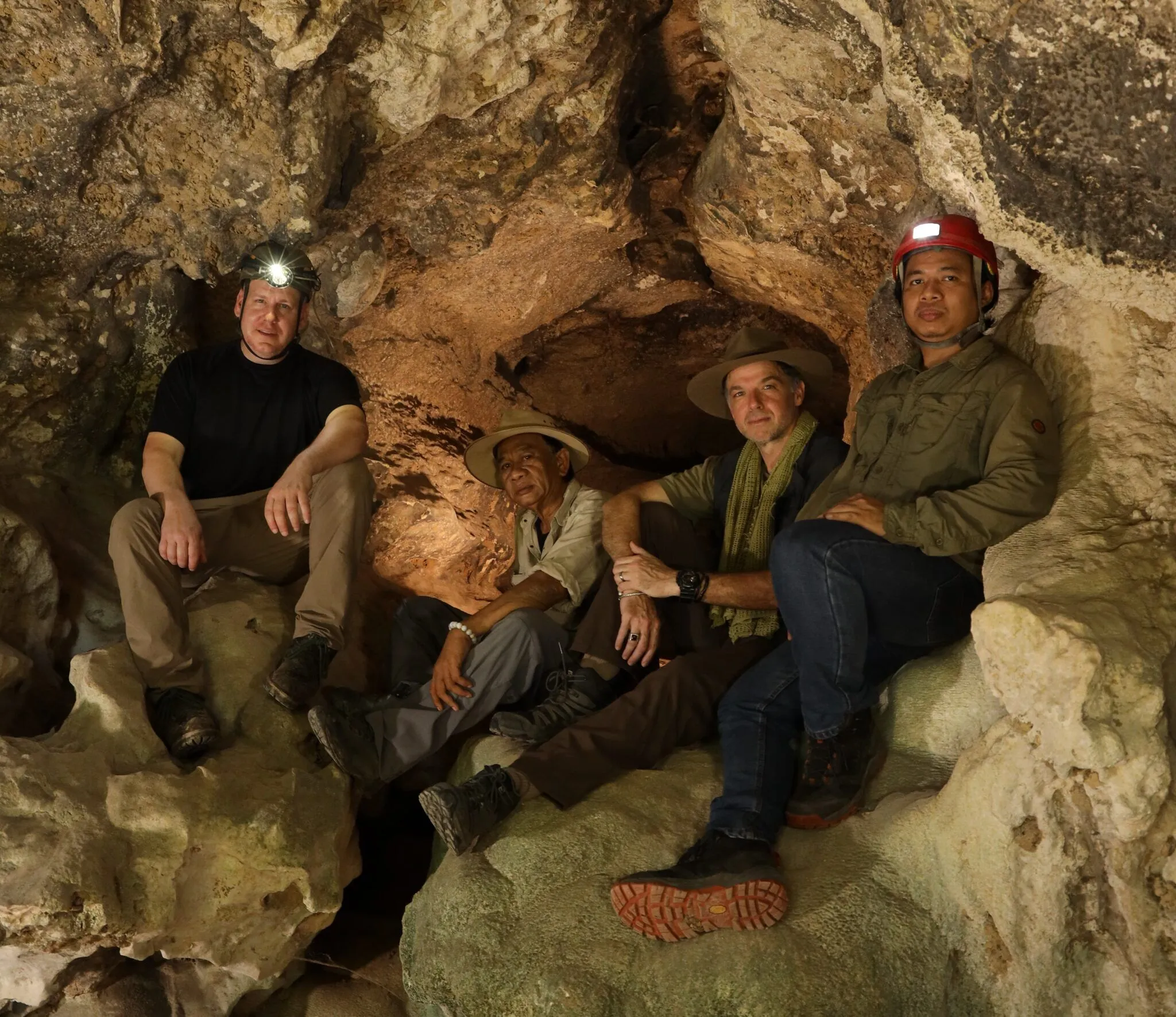Professor Maxime Aubert, Budianto Hakim, Professor Adam Brumm and Dr Adhi Agus Oktaviana
