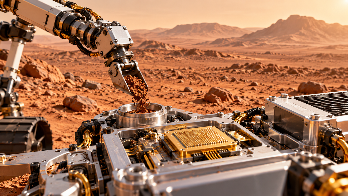 Gold nanogaps and AI distinguish mirror-image amino acids, offering a possible route to compact instruments for the search for life.