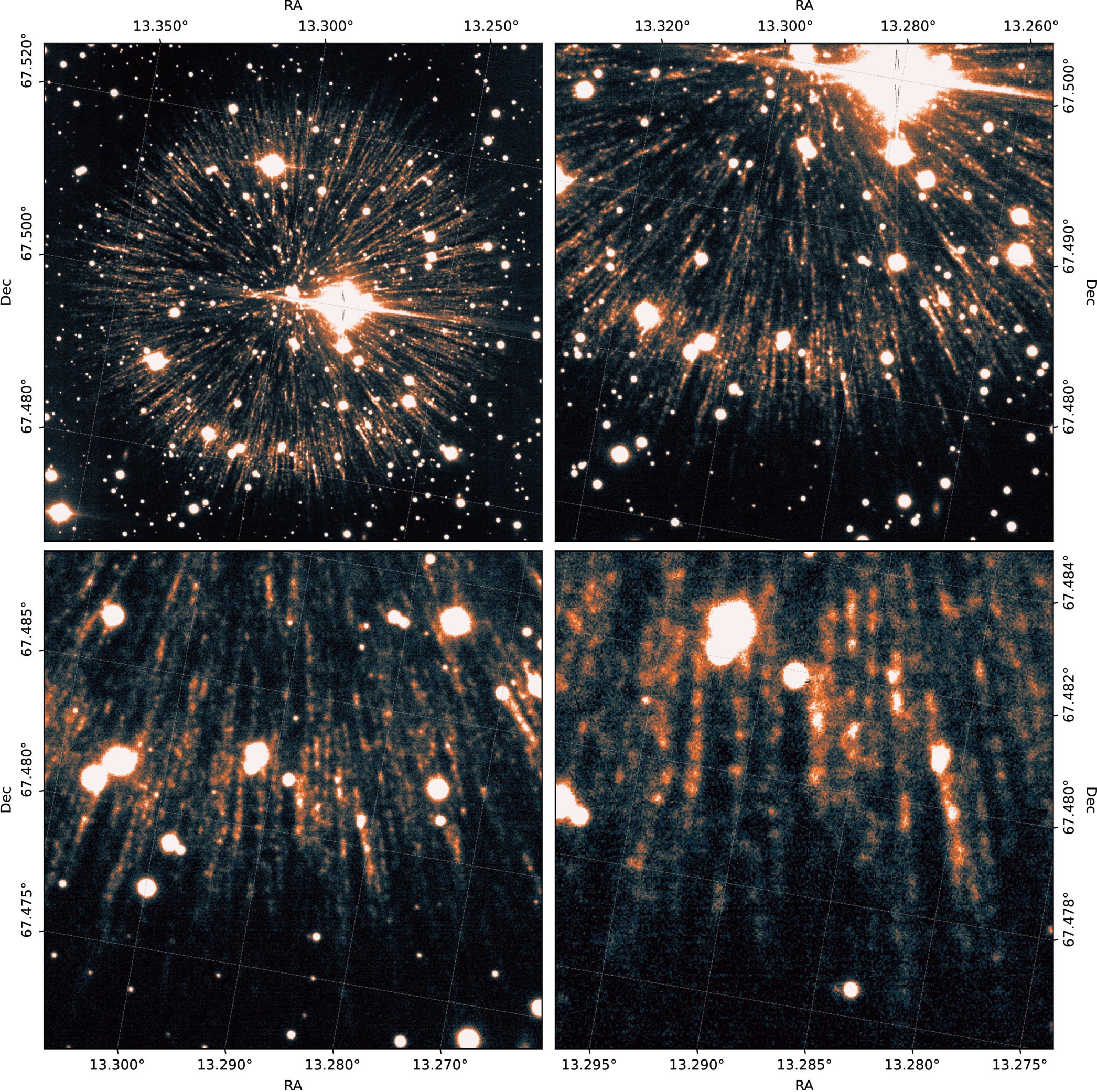 Narrowband imaging of the Pa 30 nebula obtained with Gemini/GMOS with the [S ii] filter. The imaging reveals a high filling factor of filaments. In general the filaments are a cascade of knots.