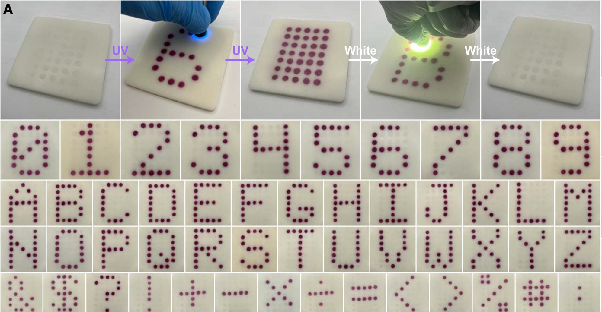 Writing and rewriting monochromatic images with patterned ultraviolet light