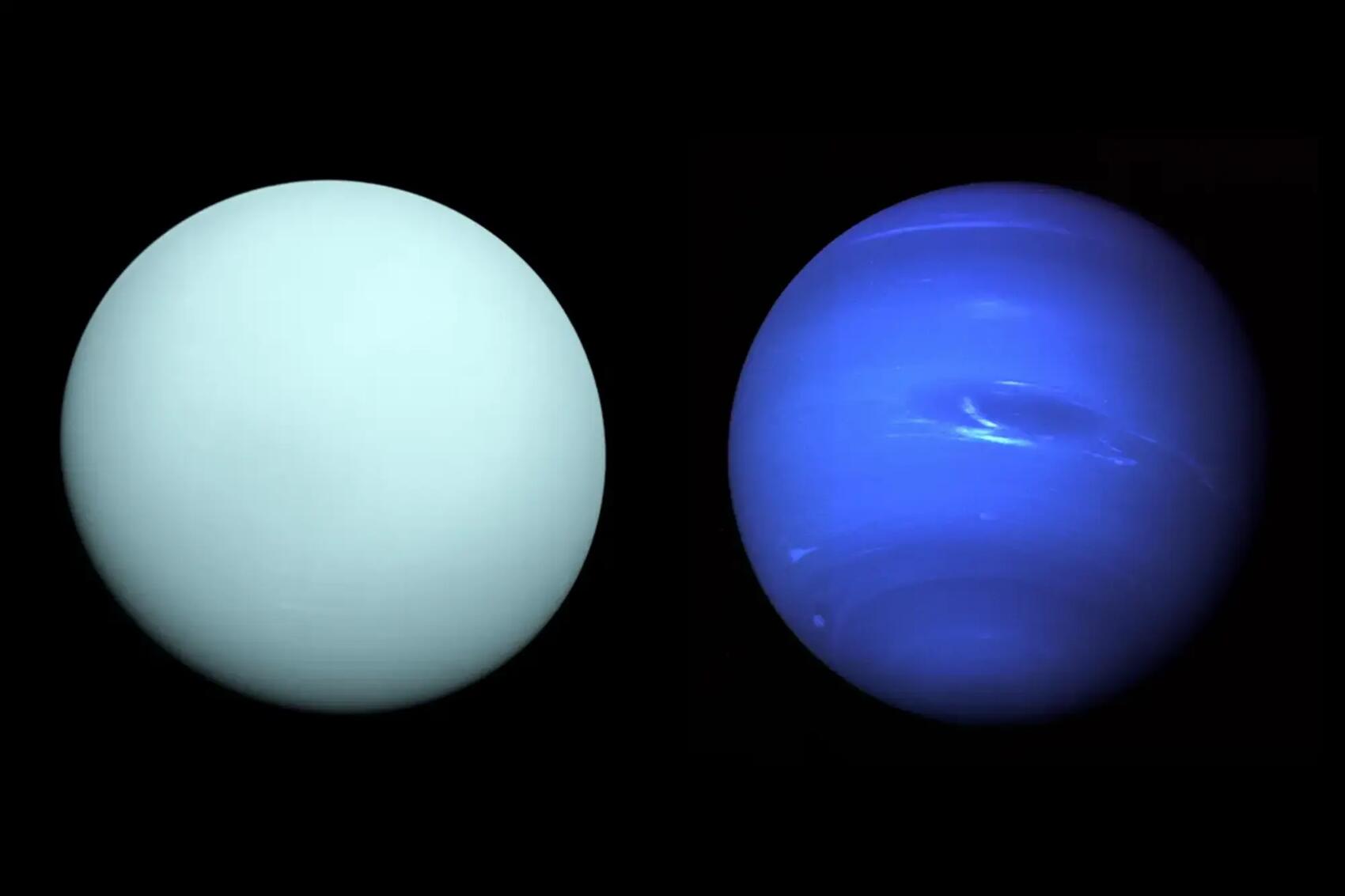 Uranus and Neptune, as traditionally depicted in the solar system. 