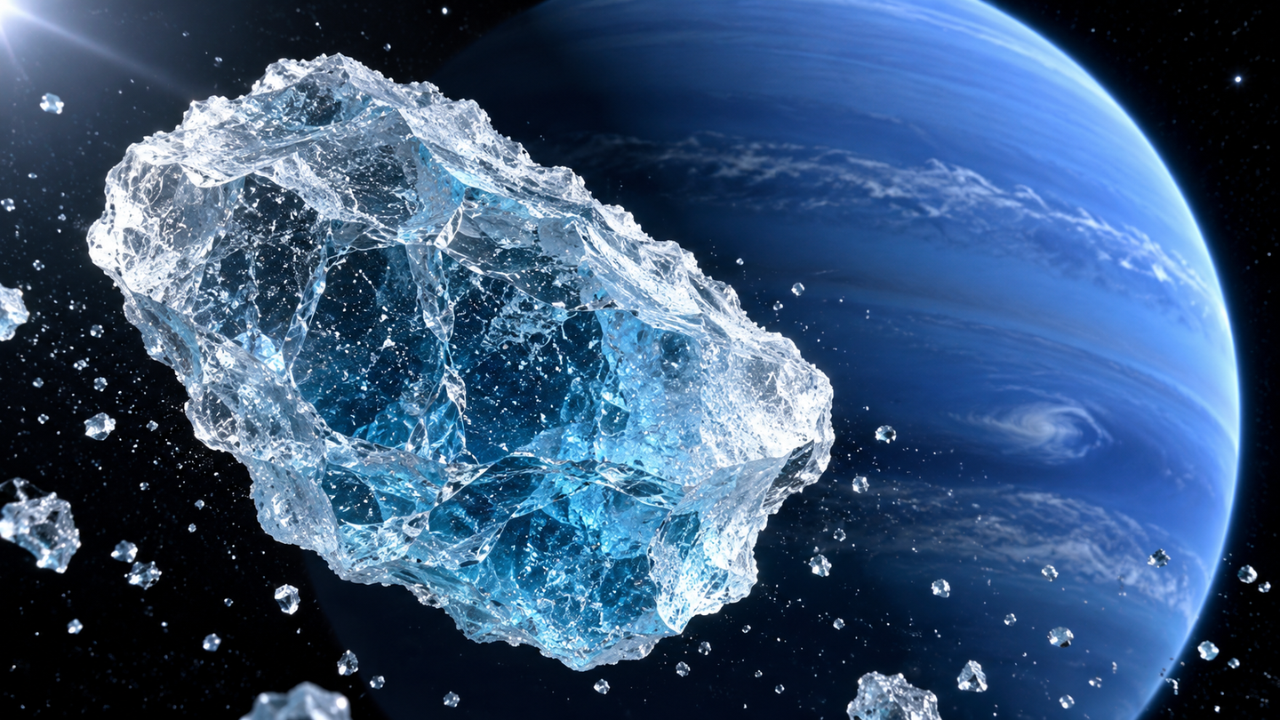 Water ice loses cubic symmetry near 222 gigapascals, revealing a structural transition with possible relevance to planetary interiors.