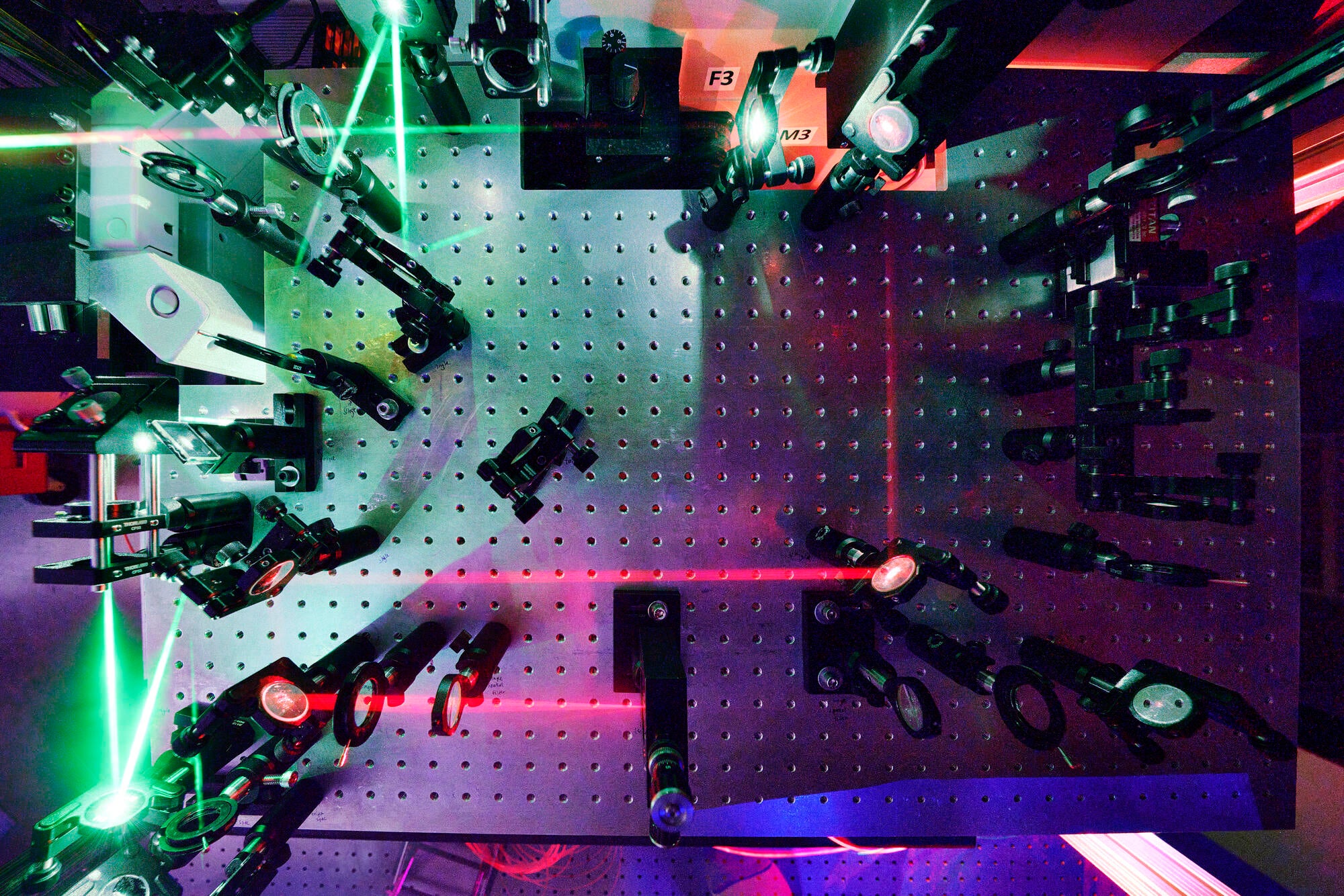 A laser workspace display within the Nevada Extreme Conditions Lab at UNLV.